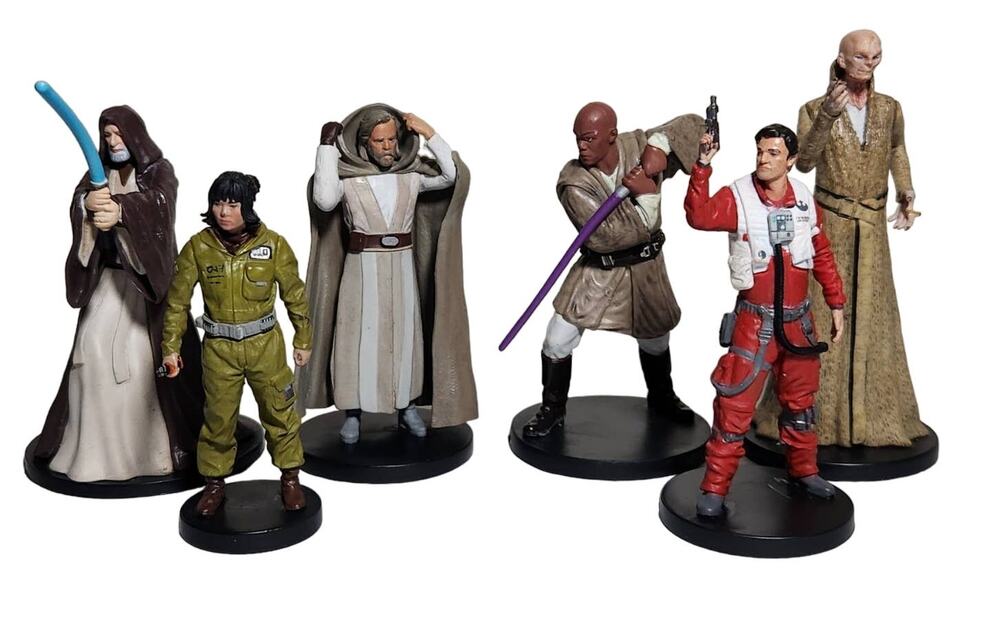 Star Wars PVC Disney Figures Lot Obi-Wan, Mace Windu, Snoke, Luke Skywalker...